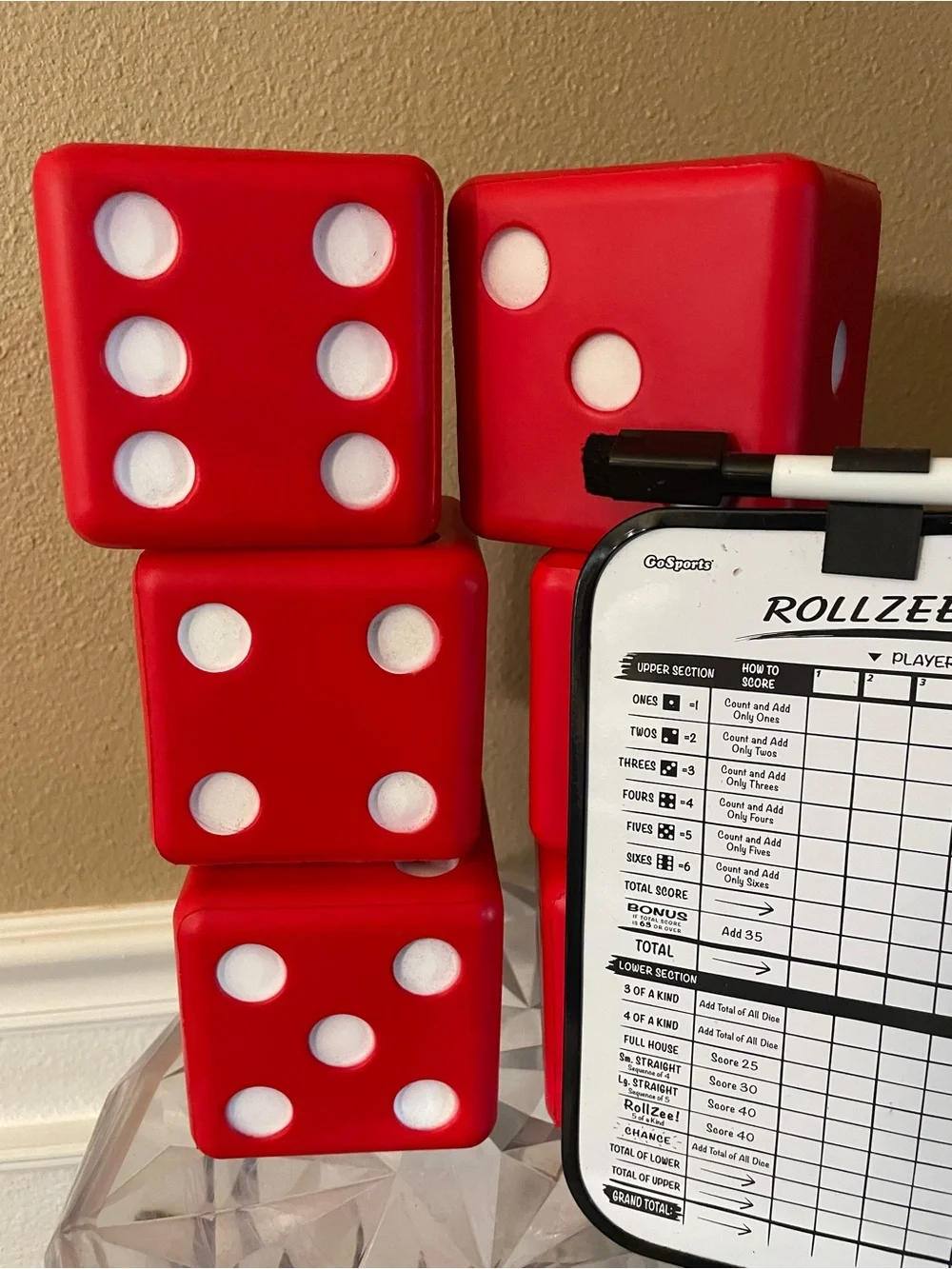 Go To Sports Huge Dice set of 6 Dice Red and White!
