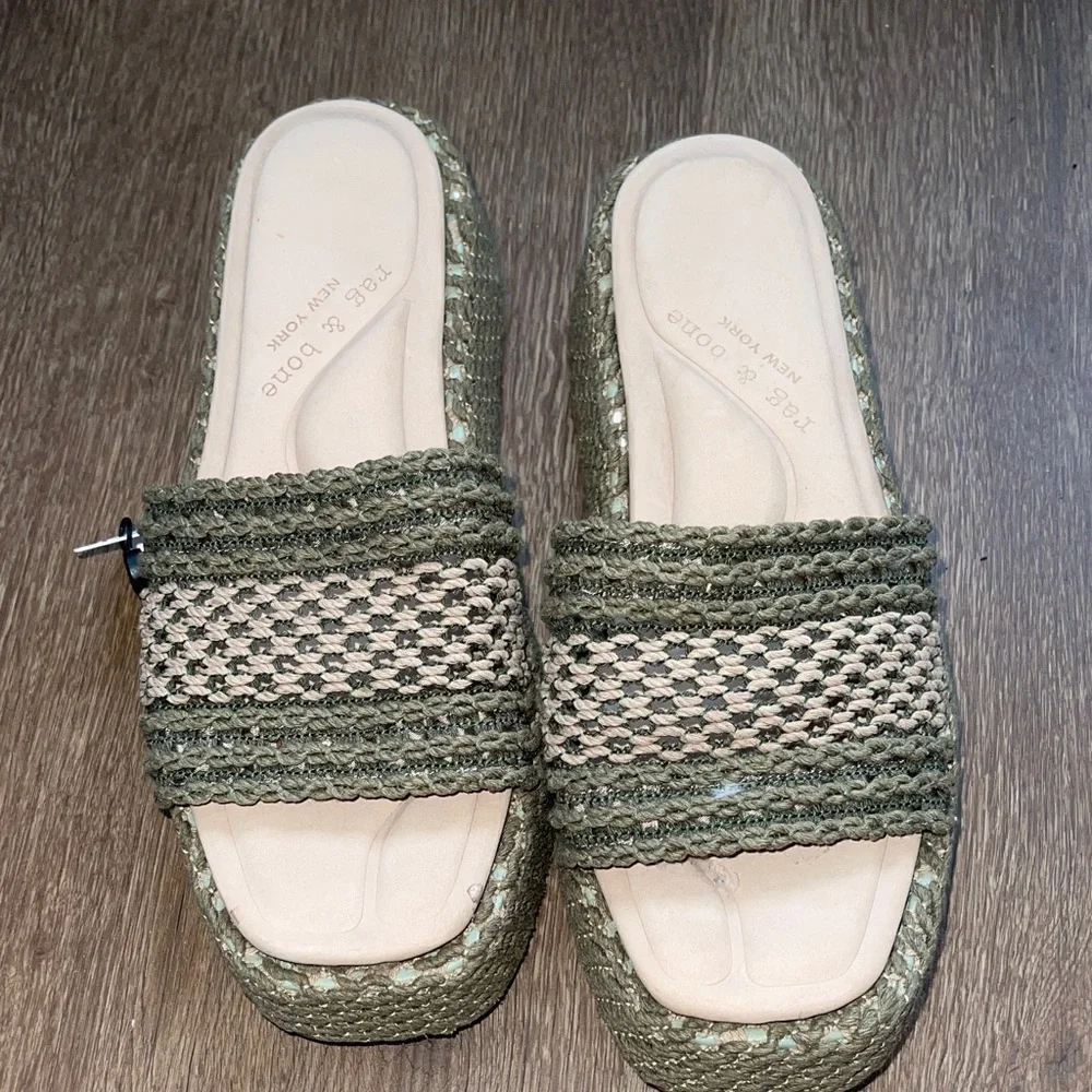 RAG & BONE LOGAN SLIDE 41 New Warm Khaki & Green Net