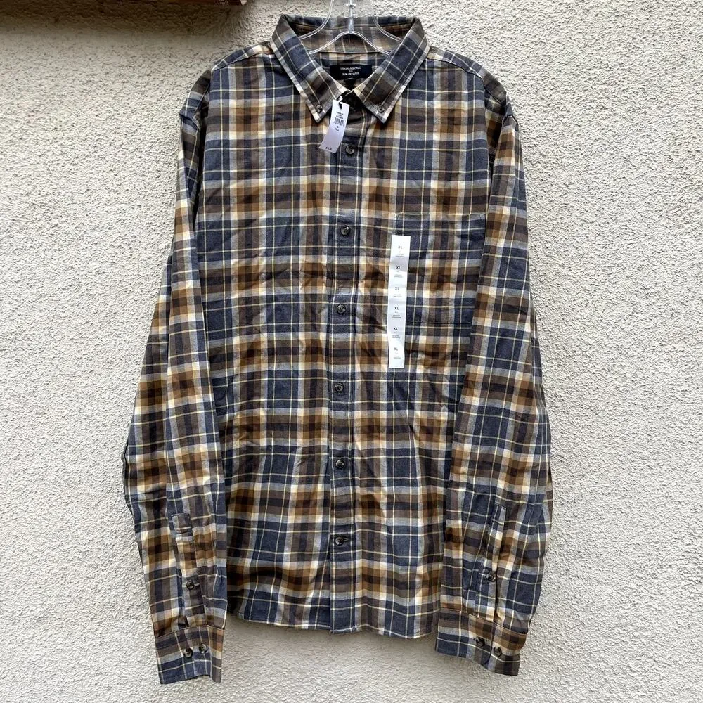 NEW Banana Republic Slim Untucked Lightweight Flannel XL Tall Grey