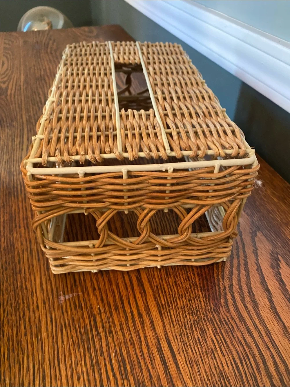 Vintage Boho Wicker Rattan Tissue Box Cover