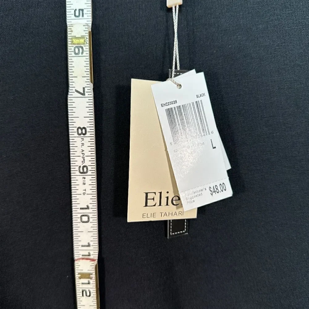 ELIE® TAHARI – SHORT-SLEEVE %100-PIMA TOP — SZ-L (NWT)