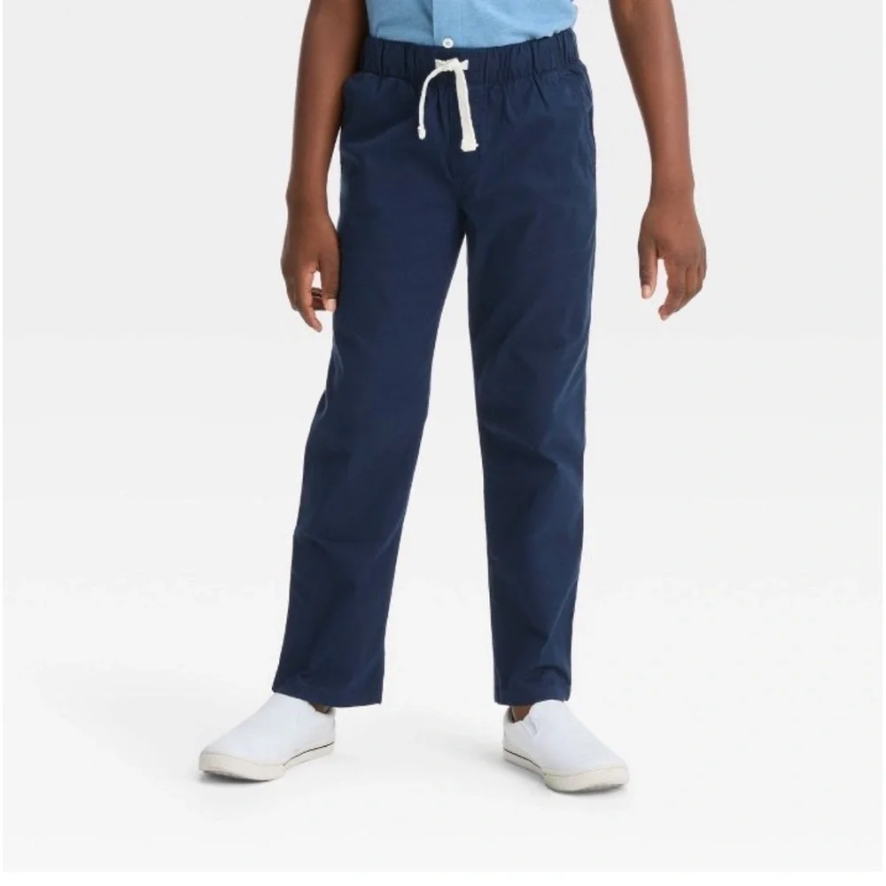 CAT & JACK  Boys 14 Navy Blue Stretch Straight‎ Fit Woven Pull-On Pants School