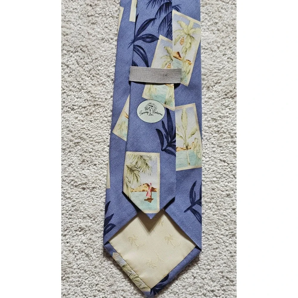 Tommy Bahama Mens Silk Beach Scene Tie Blue Palm Tree Vacation Summer‎ Necktie