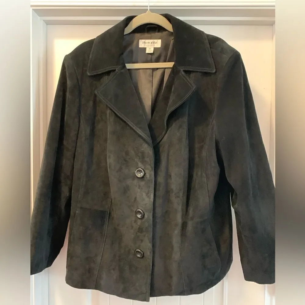 Preston & York VTG Woman’s Suede Leather Jacket Size 2X Lined Button Closure