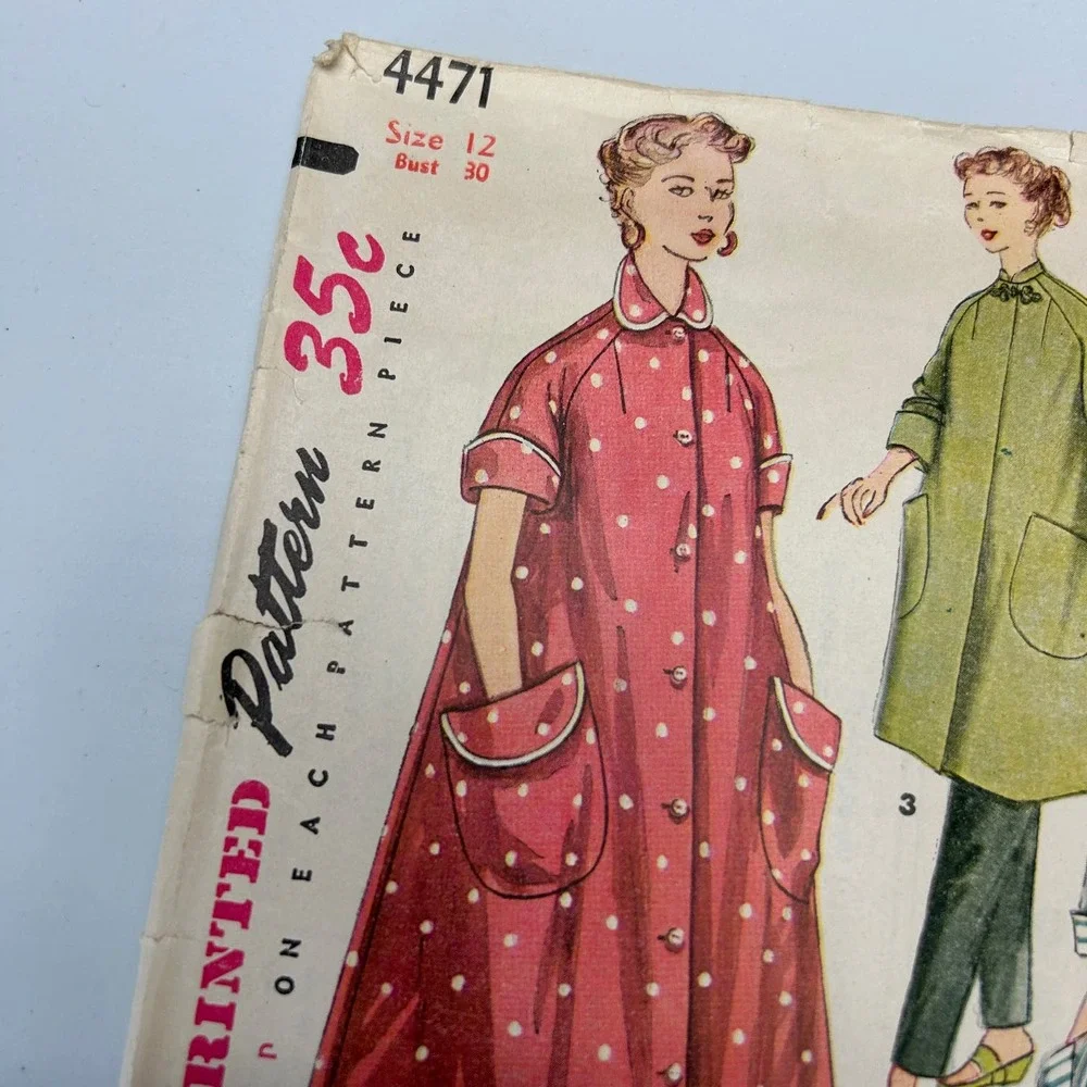 Simplicity Vintage‎ 1950's Pattern #4471 Women's Robe 2 Lengths Size 12 HTF