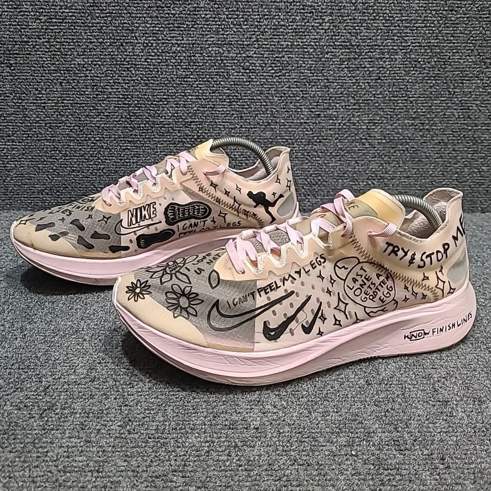 Nike Nathan Bell x Zoom Fly SP Doodles Size 10.5 AT5242-100‎ Men's Pink Sneakers