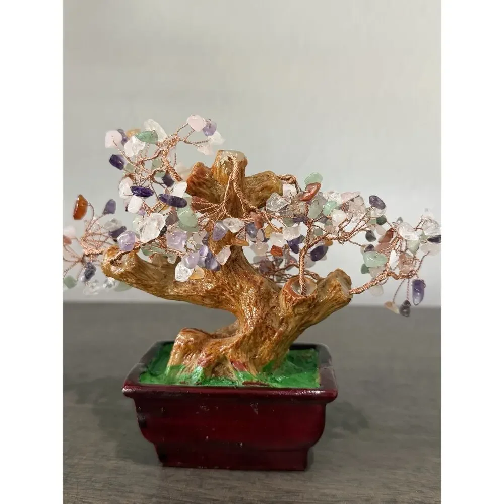 Handcrafted‎ Feng Shui Gemstone Bonsai Tree Money Tree Wealth Tree Prosperity