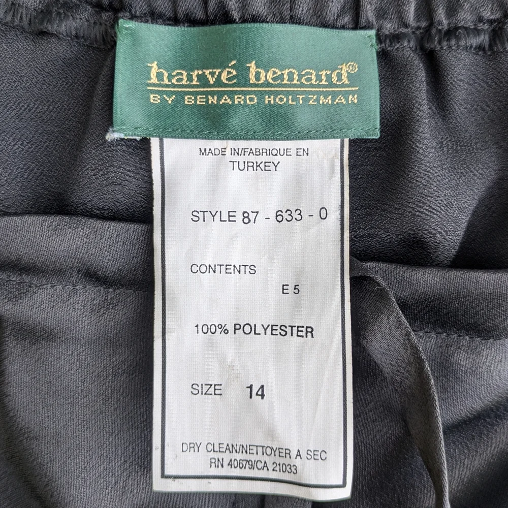 Vintage Harve Benard Wide Leg Satin Drawstring Pants Size‎ 14 Black