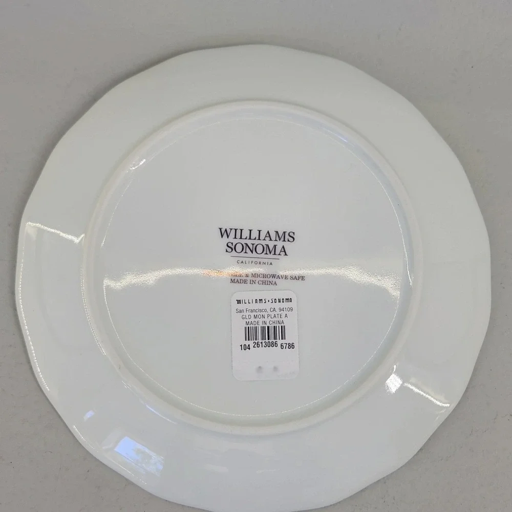 Williams Sonoma Monogram Dessert Salad Plate White Gold Letter A 24k Gold Trim