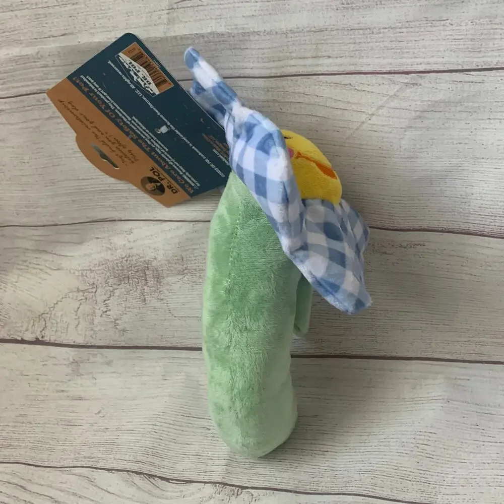 Dr. Pol Farm Flower Dog Toy Blue Gingham Plaid 2 Squeakers Crinkle 12 1/2
