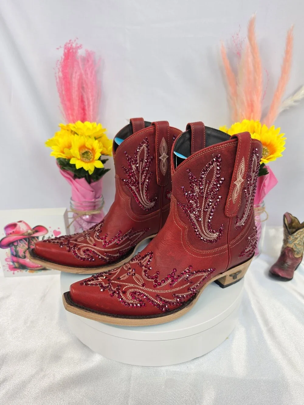New LANE Lexington Cowgirl Boots W/ SWAROVSKI Crystals 8