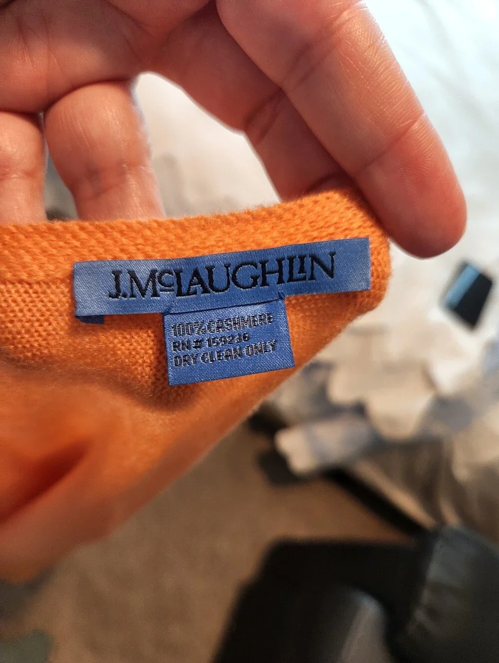 J. McLaughlin Orange Knit Scarf with Blue Label