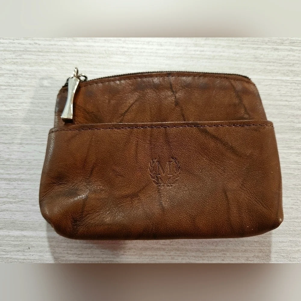 MUNDI Brown Genuine LEATHER Coin Purse With Key Ring 4
