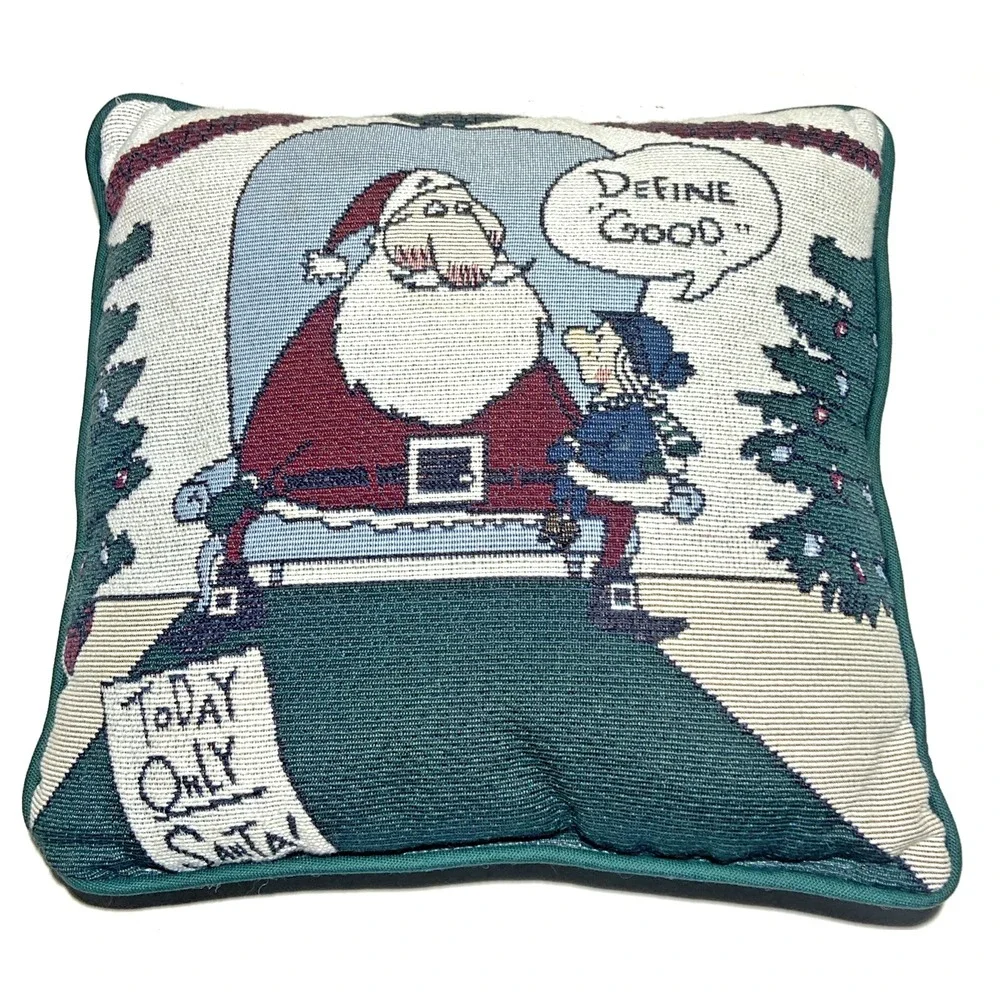Hallmark Shoebox Christmas Throw Pillow Santa Define Good Tapestry 12