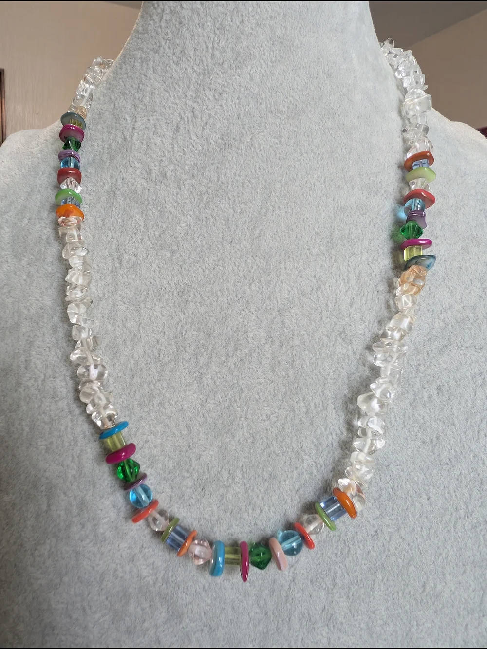 Multicolor Clear Crystal/Glass Chip Beaded Necklace