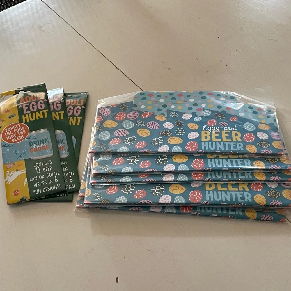 Six Easter Egg Blue 'Beer Hunter' Can Holders & Three Can Wraps - 12-Pack