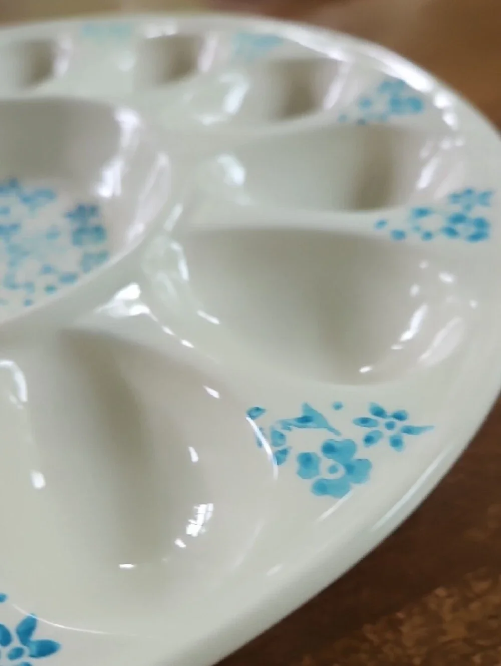 FARVAL Deviled Egg Plate, Hand-painted Ceramic, Portugal