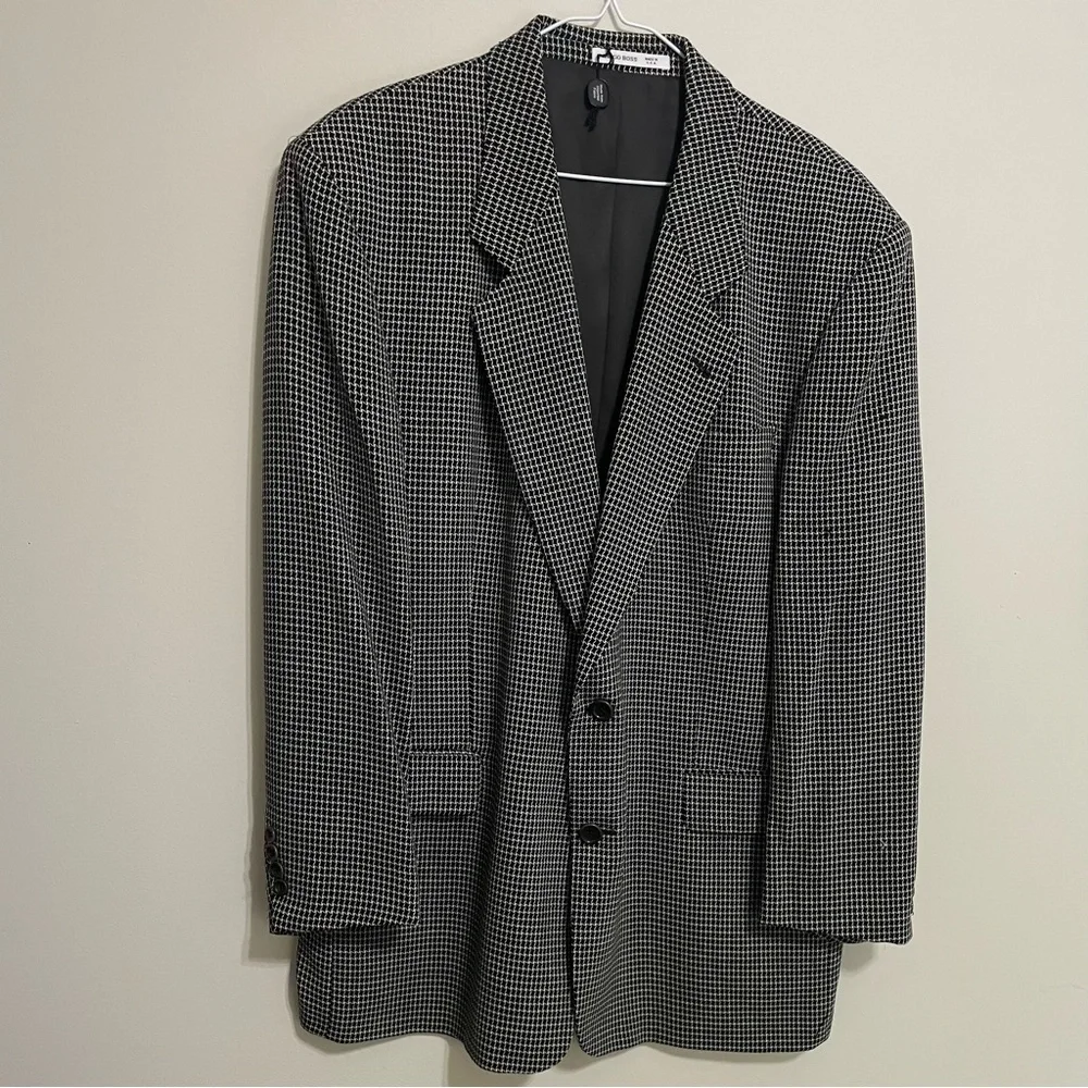 Hugo Boss‎ Black and White Houndstooth Blazer Size 44 R