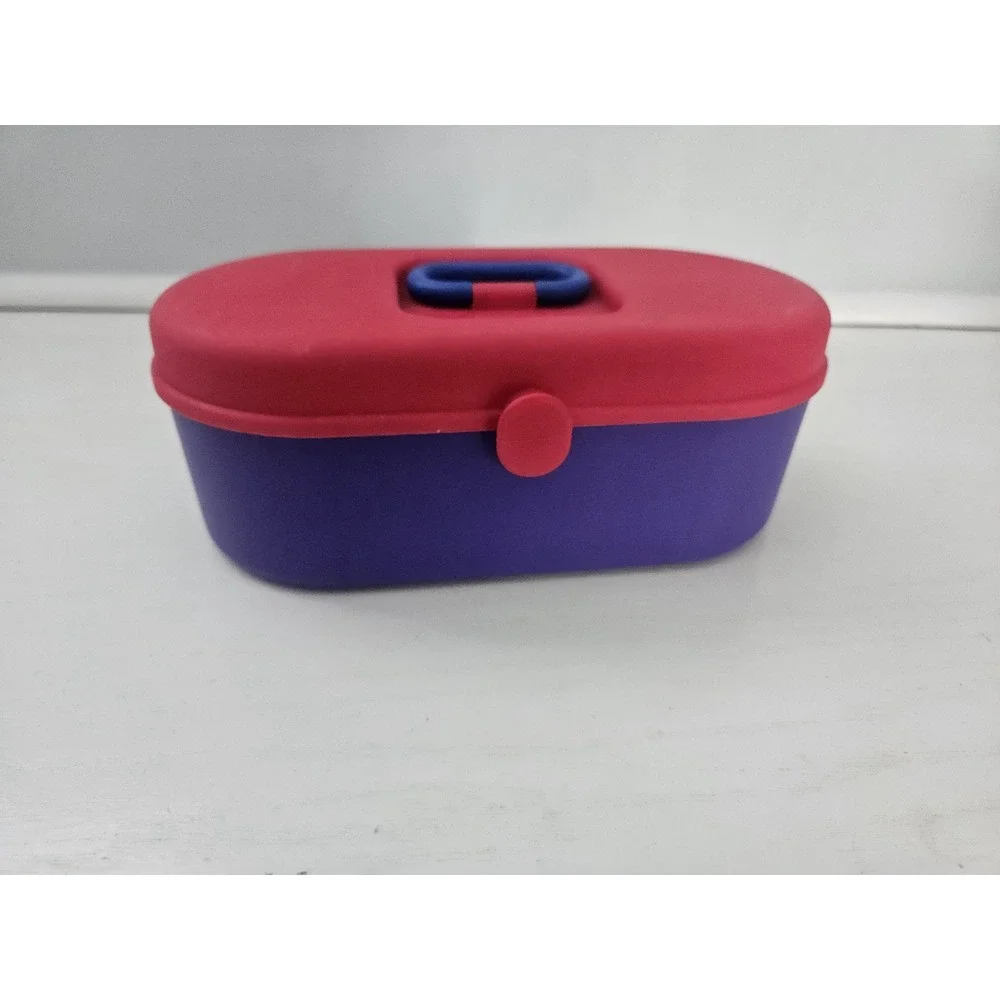 Vintage 90's Mini Organizer Jewelry Make-up Trinkets Pink And Purple‎