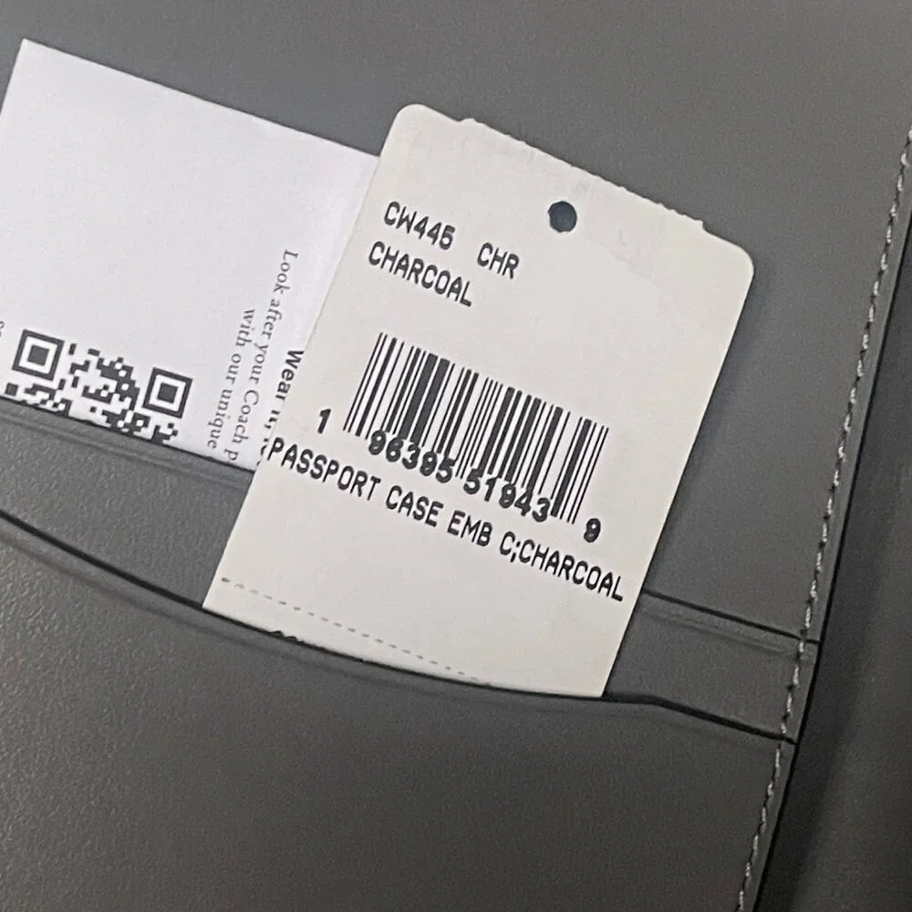 Coach Slim Passport Card Case Charcoal Croc Leather CW445