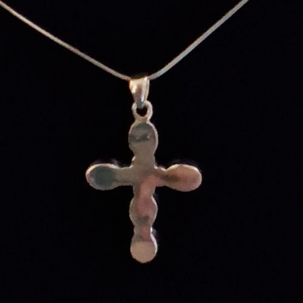 ROSE DAHLIA TURQUOISE CROSS 925 STERLING SILVER