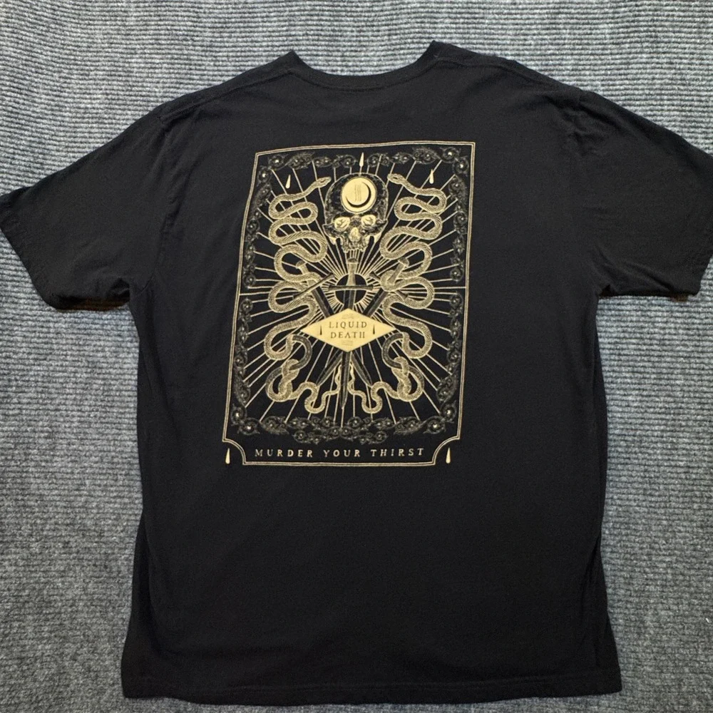 Liquid Death T-Shirt XXL Black Murder Your Thirst Graphic Band Style Tee