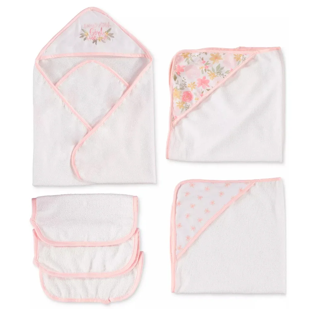 Chickpea 6 Piece Hooded Bath Towels and Washcloths Girls NWT