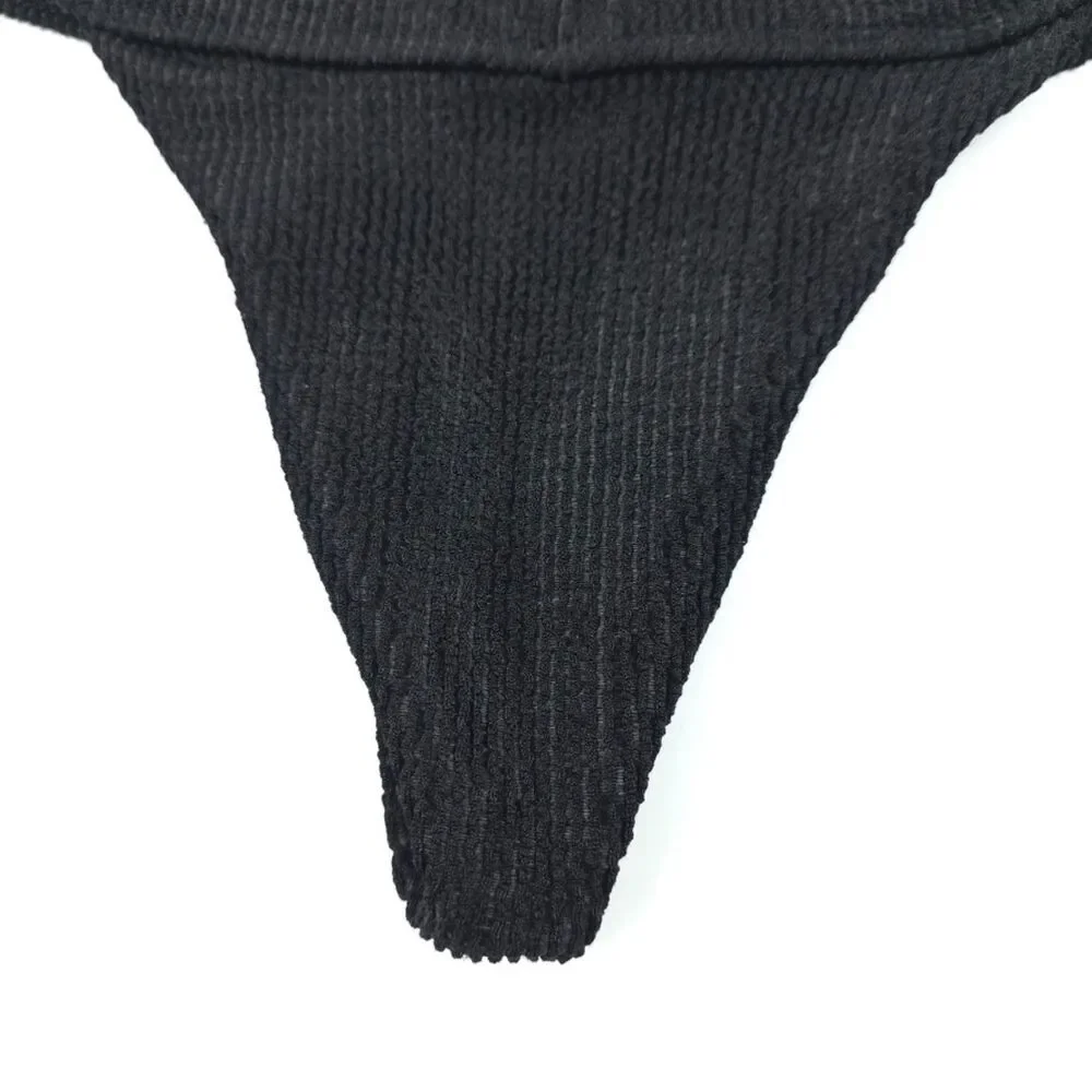 NEW Frankies Bikinis Ribbed Knit Bikini Bottom 90s Y2k Minimal Clean Girl Resort