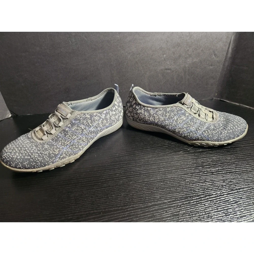 Skechers Relaxed Fit Memory Foam Gray Knit Slip On Sneakers‎ 23008 Womens 9.5
