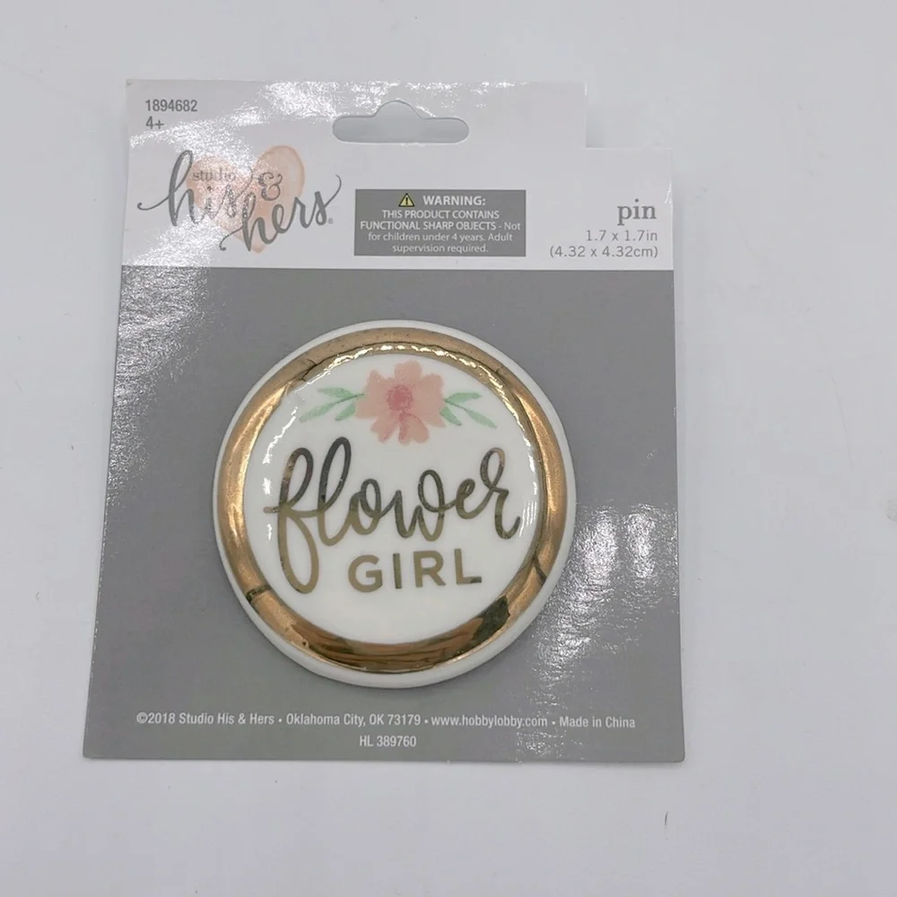 NWT Ceramic Flower Girl Pin