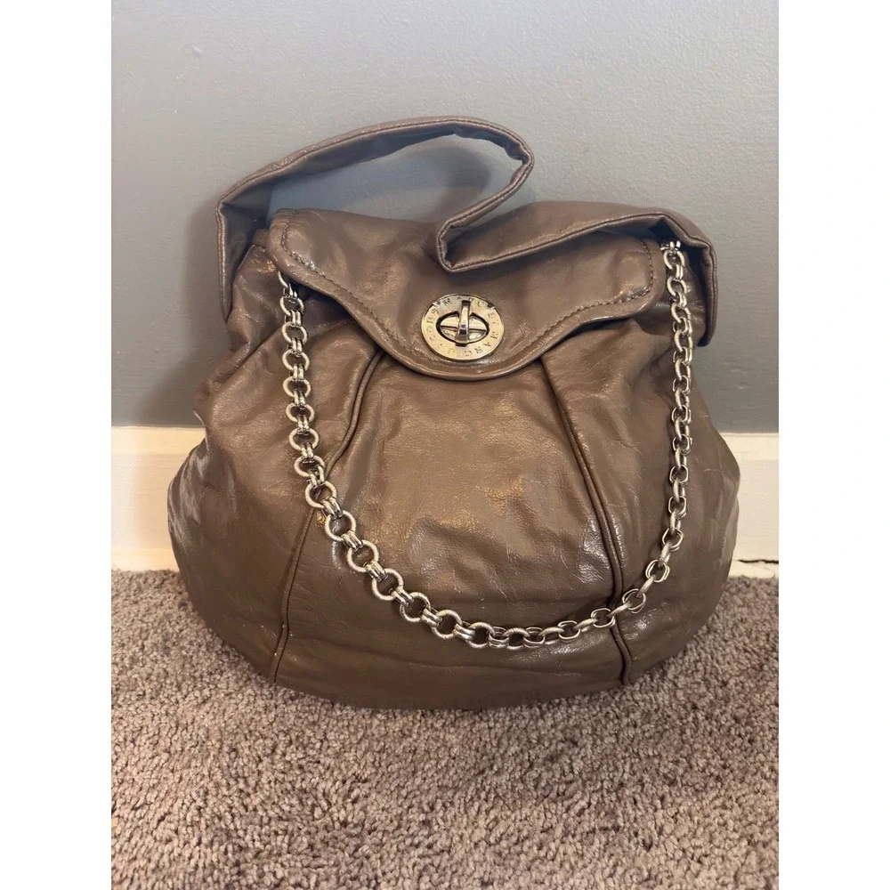 Marc by Marc Jacobs Totally Turnlock Leather‎ Chain hobo Shoulder Bag Brown