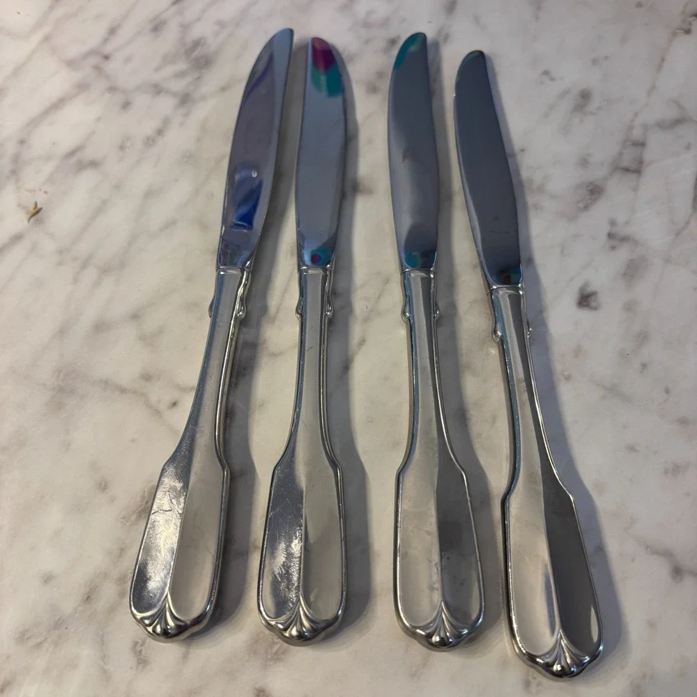 Set of 4 ONEIDA Rogers Deluxe‎ Satin Gloria Stainless Flatware Hollow Knives 9