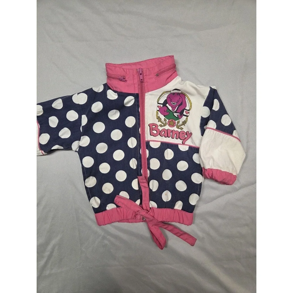 Vintage 1993 Barney the Dinosaur Track Windbreaker Jacket Size 12 Months