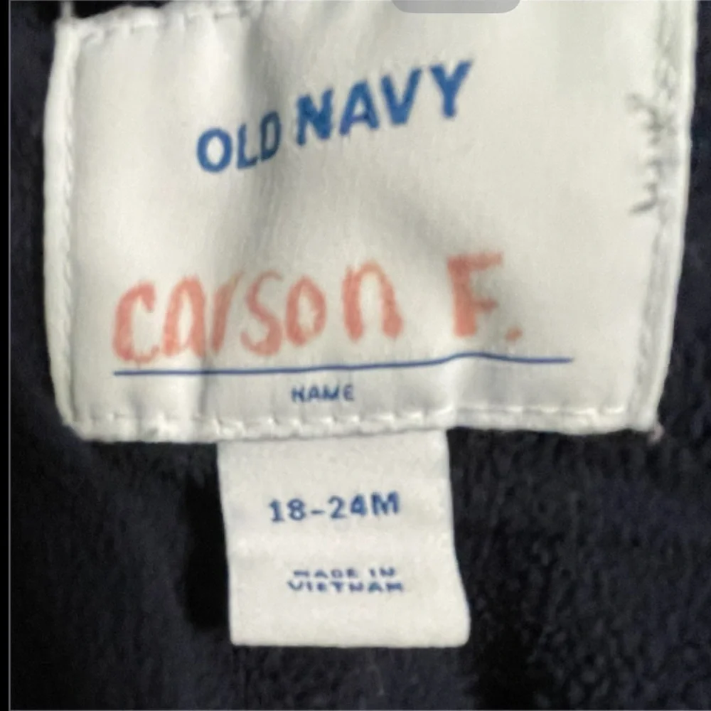 Old Navy Navy Blue and Red Fleece Puffer Jacket