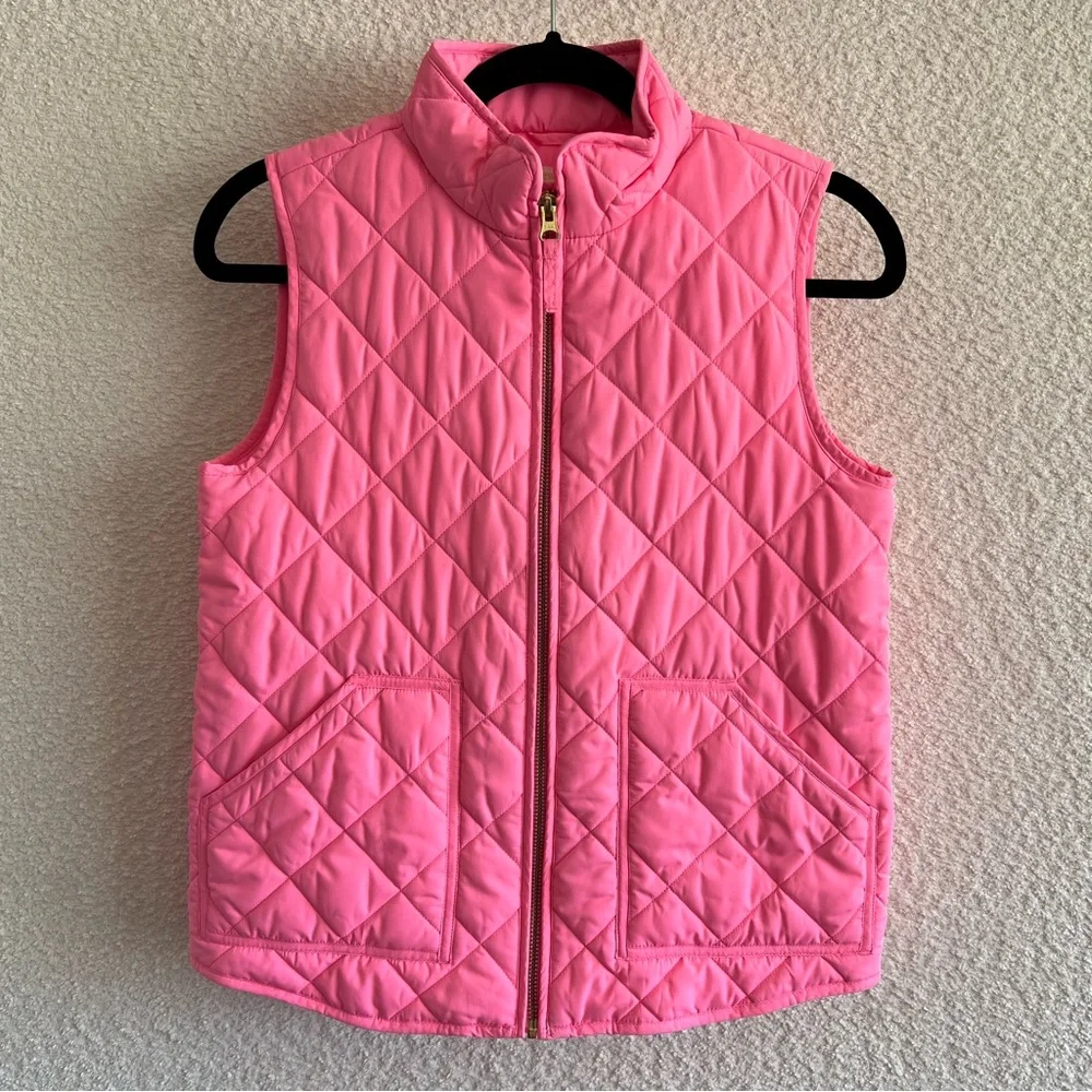 Crewcuts‎ Girls Kids Quilted Puffer Vest Bright Pink Zipper Size 12