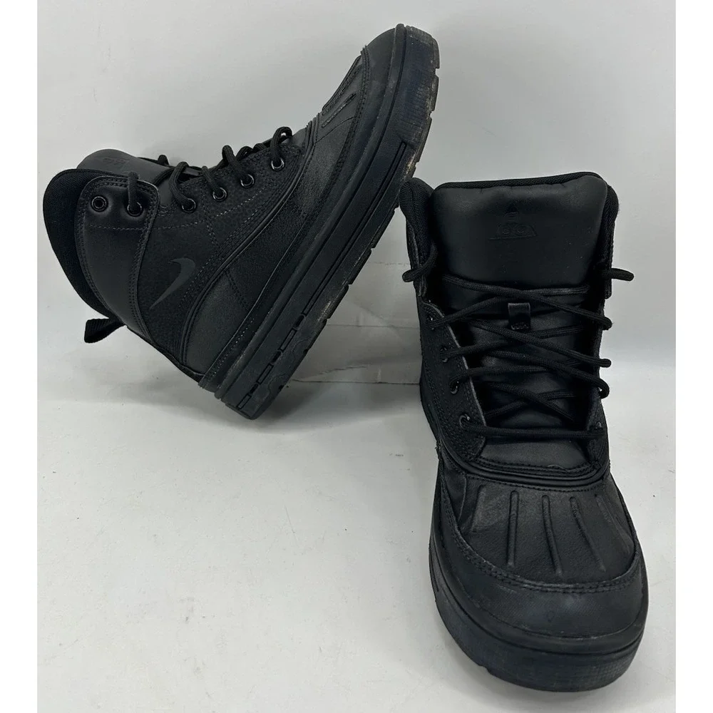 Nike ACG Woodside 2 High Triple Black Boots 524872-004 Youth Size 5.5Y