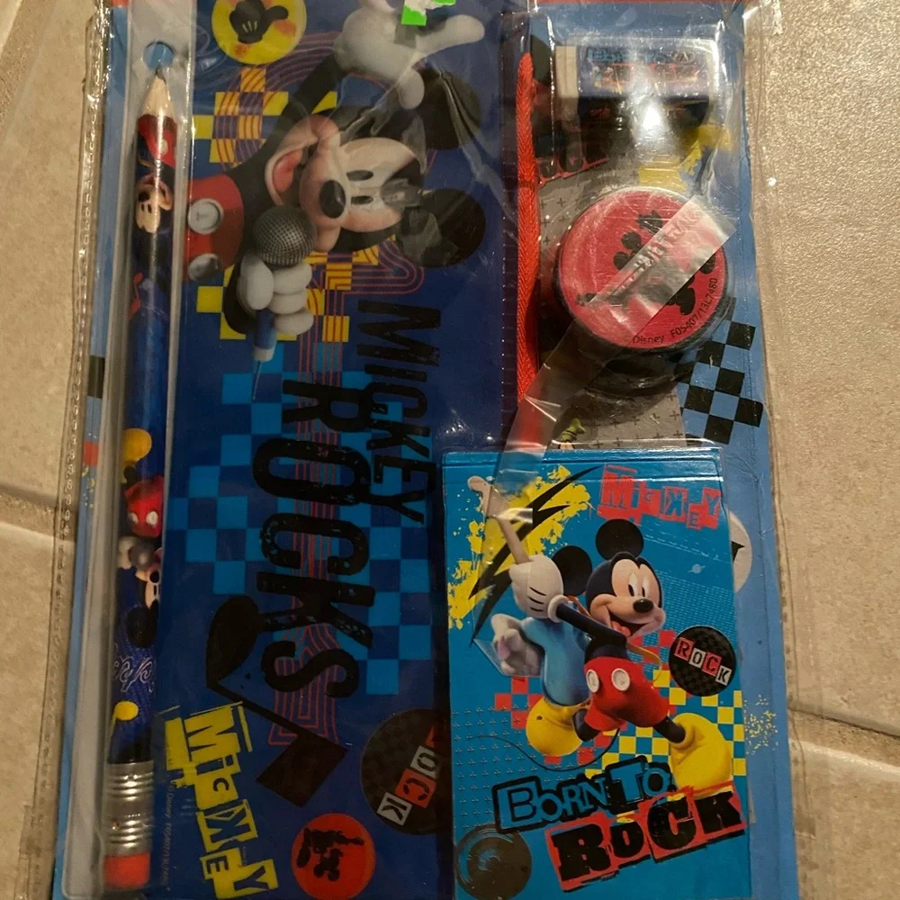 Mickey Mouse school Supplies Set - Blue and Red vintage