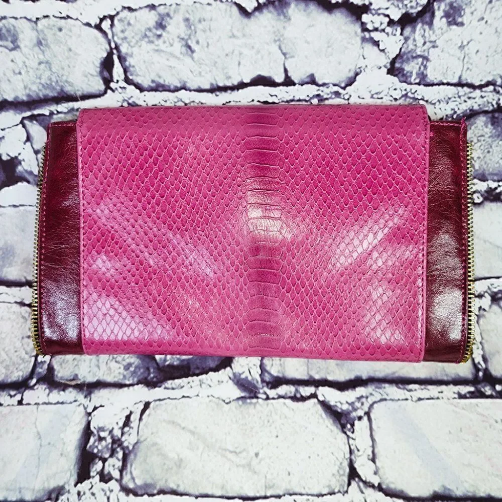 Urban Expressions snakeskin pink purple clutch shoulder bag