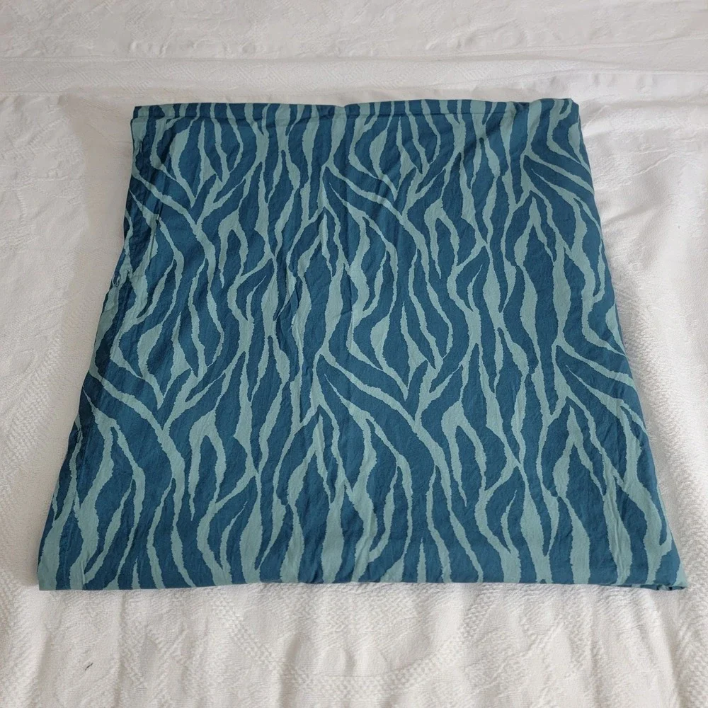 The Company Store Blue‎ Zebra Print 100% Cotton Duvet Cover King Teal Animal