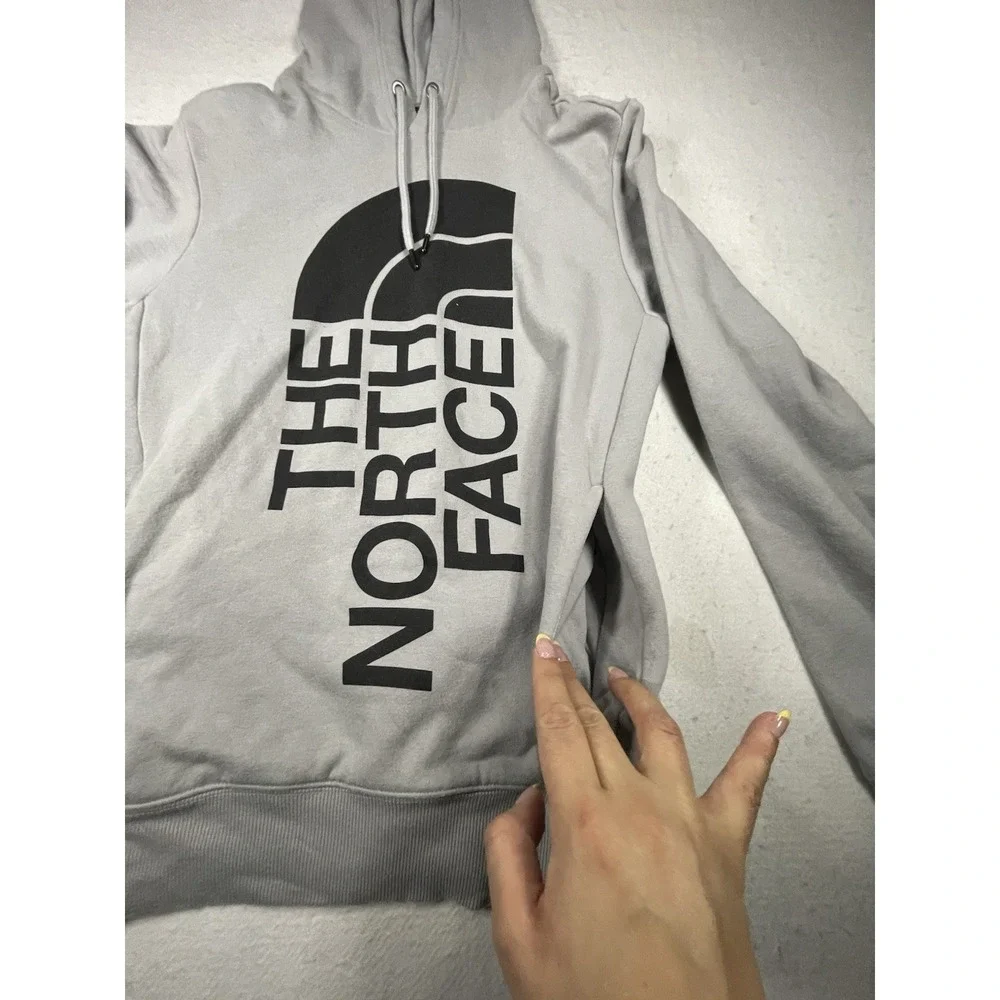 The North Face Hoodie Mens Small Gray Pullover Logo Sweatshirt