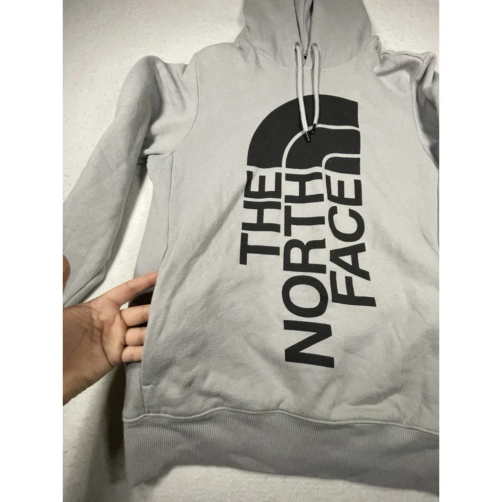 The North Face Hoodie Mens Small Gray Pullover Logo Sweatshirt