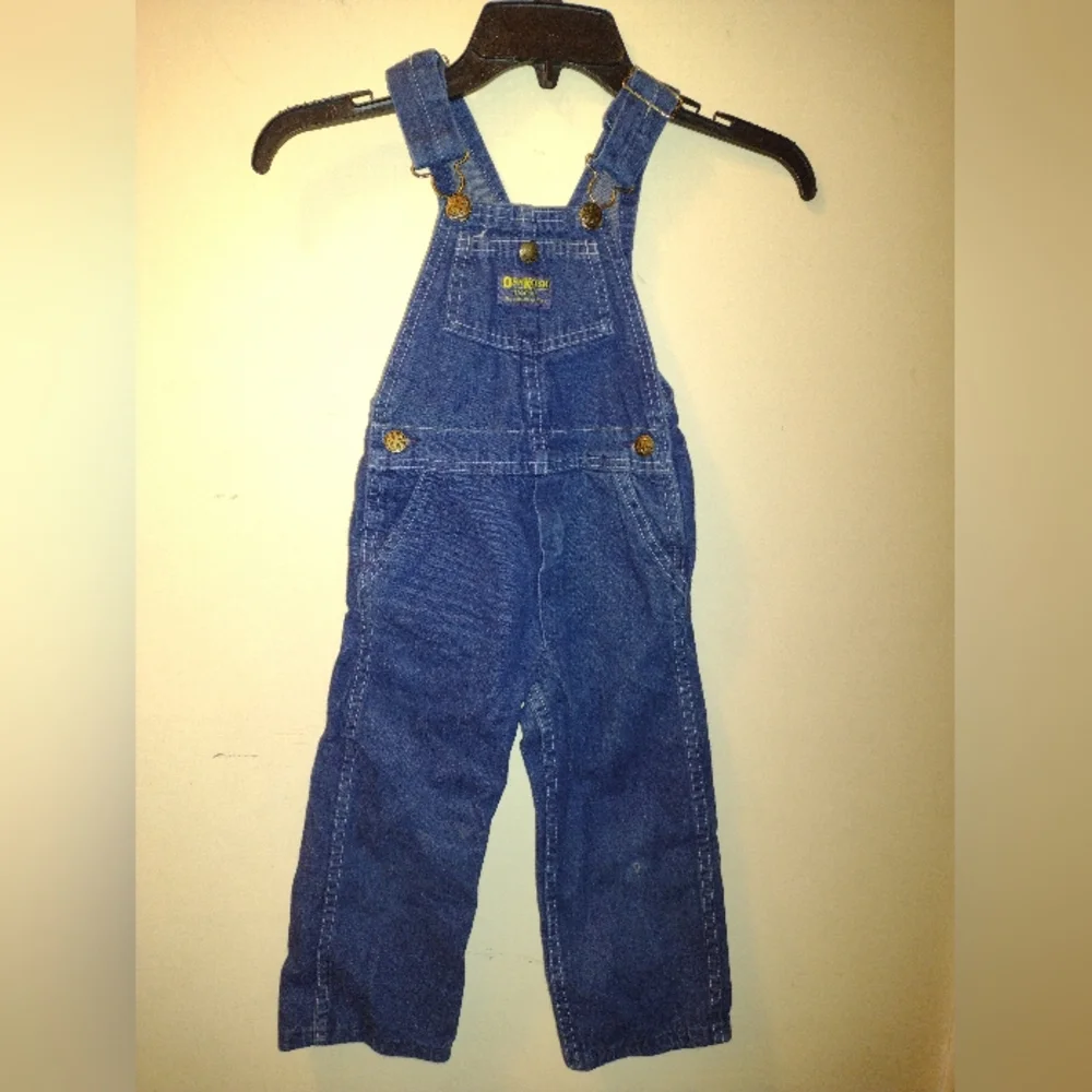 Vintage Yellow Label OshKosh B'gosh Vestbak Overalls Blue 4T Toddler USA Made