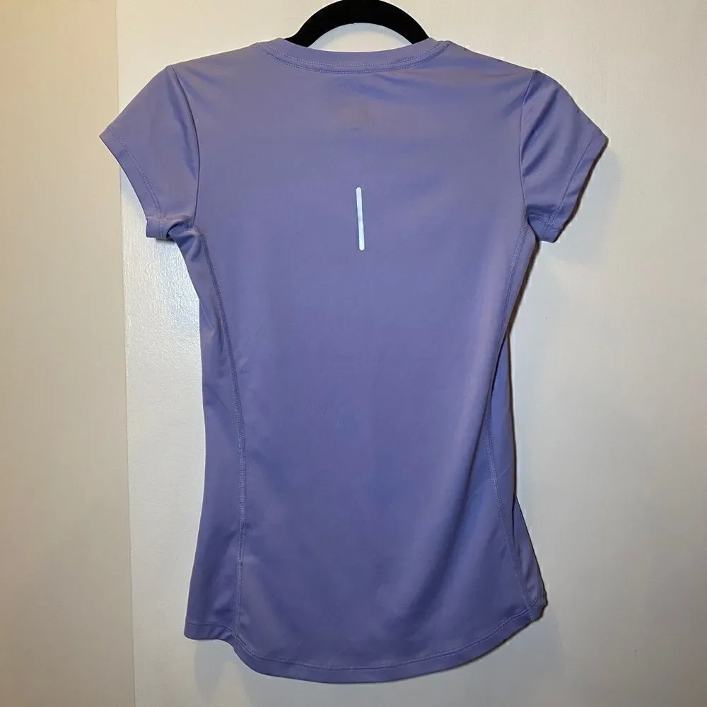 NIKE RUN Dri Fit V-Neck Short Sleeve Running Top Purple Women’s Size XS
