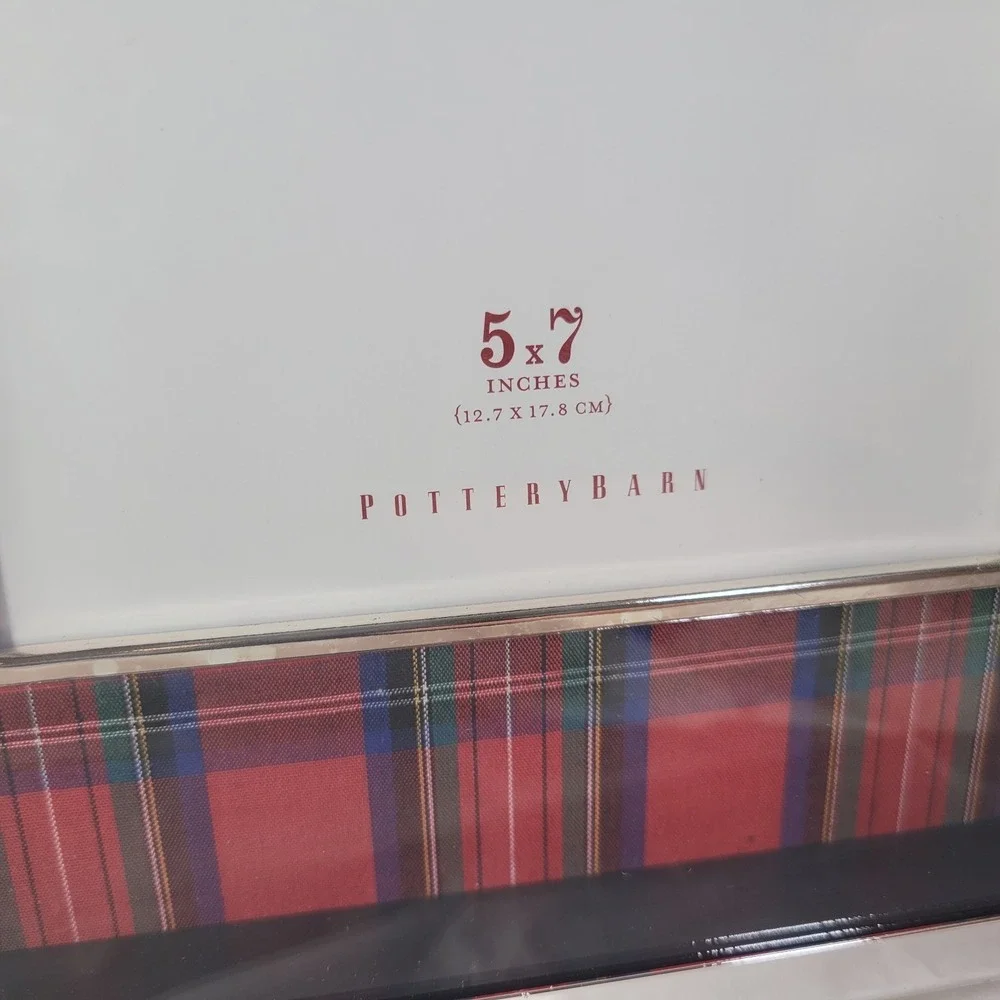 Pottery Barn Plaid Tartan & Nickel Plate 5x7 Picture Frame NEW OLD STOCK