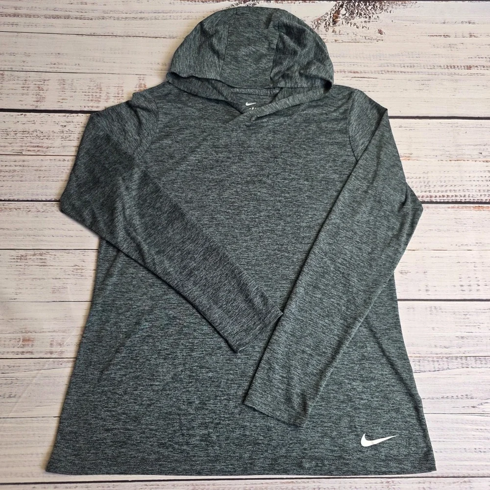 Nike Dri Fit Legend Hoodie Women Large Dark Gray Light Athletic Pullover Running