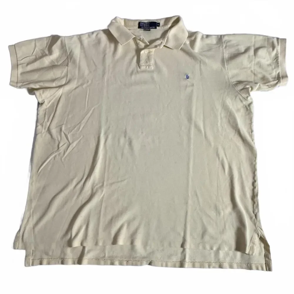 Vintage Polo by Ralph‎ Lauren pale yellow Men's XL Cotton Polo shirt