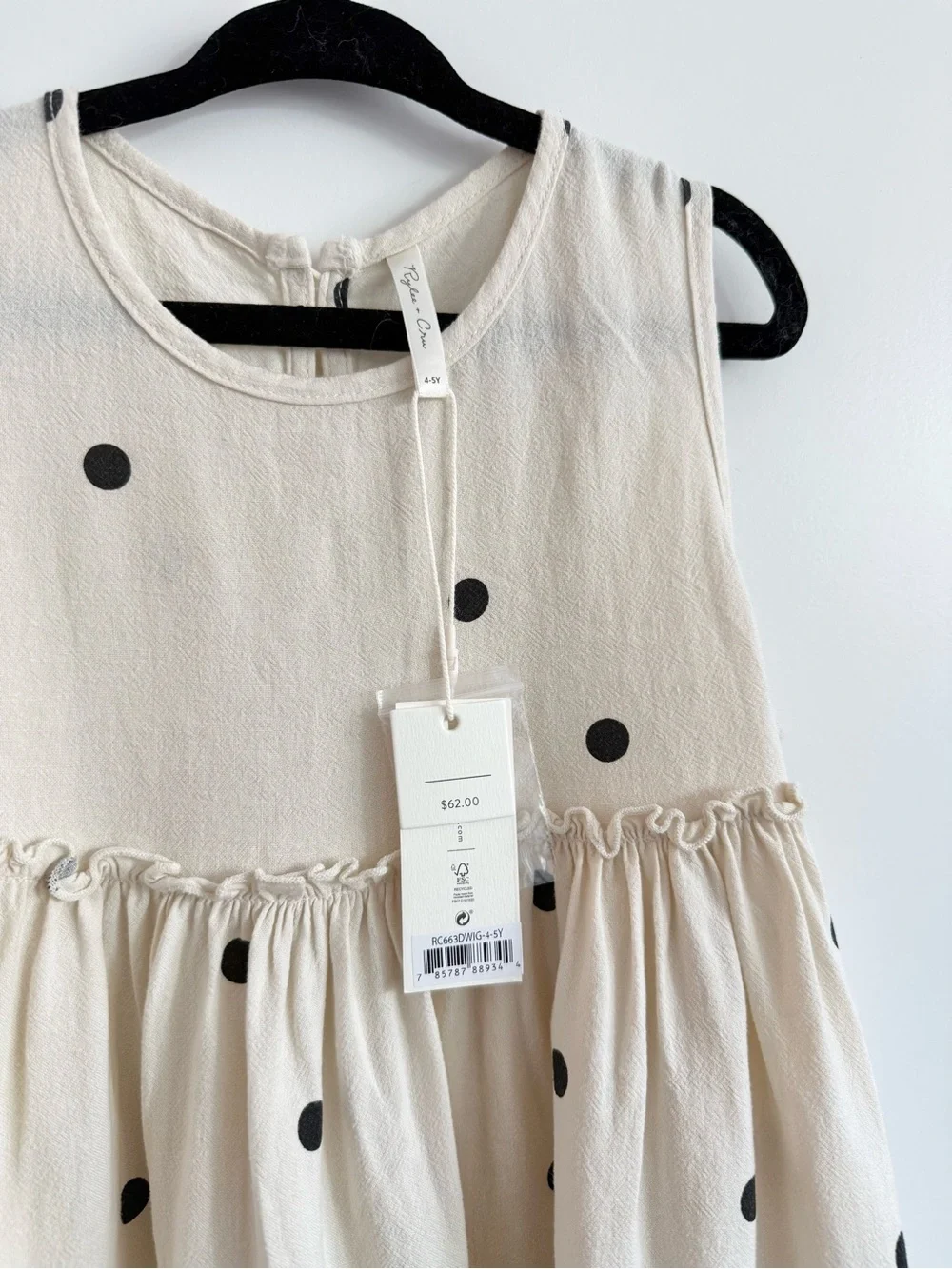 RYLEE + CRU • size 4-5y • Harper Dress Polka Dot Cream & Black Babydoll Dress