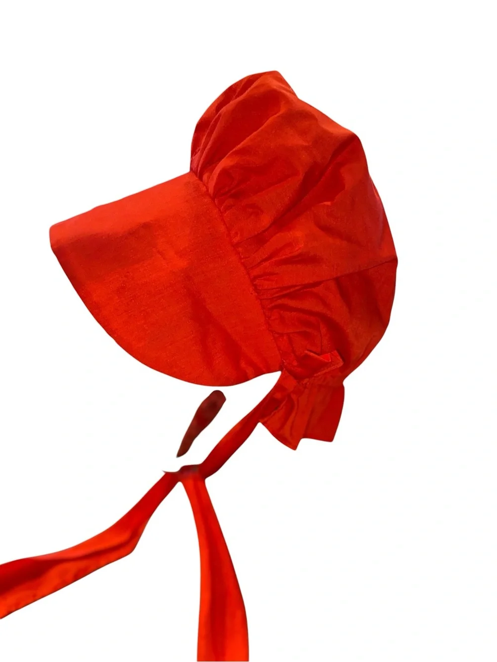 Vintage Kids red bonnet colonial Prairie costume hat southern heirloom sun hat