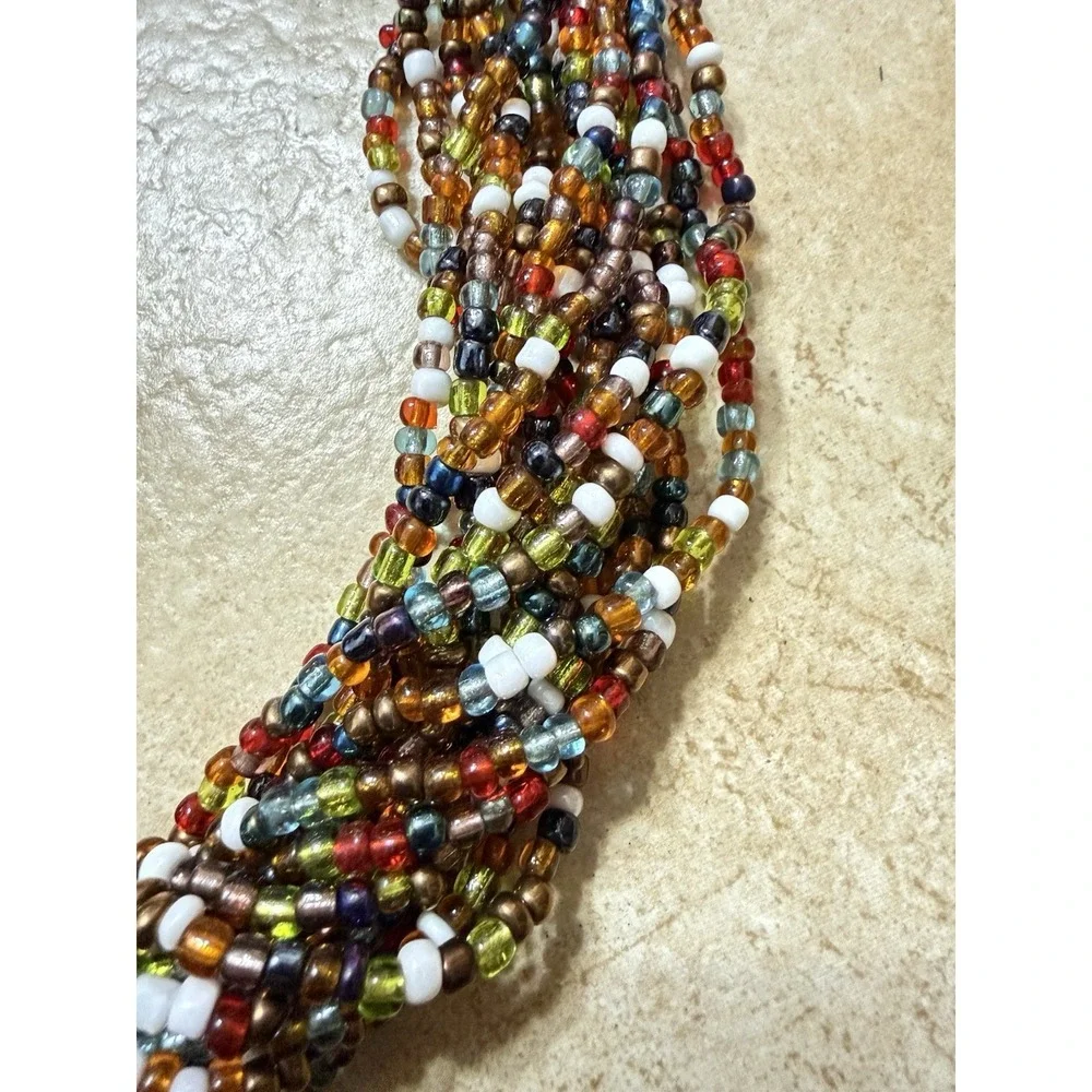 15‑Strand Glass Seed Bead Twisted Necklace Multicolor 20