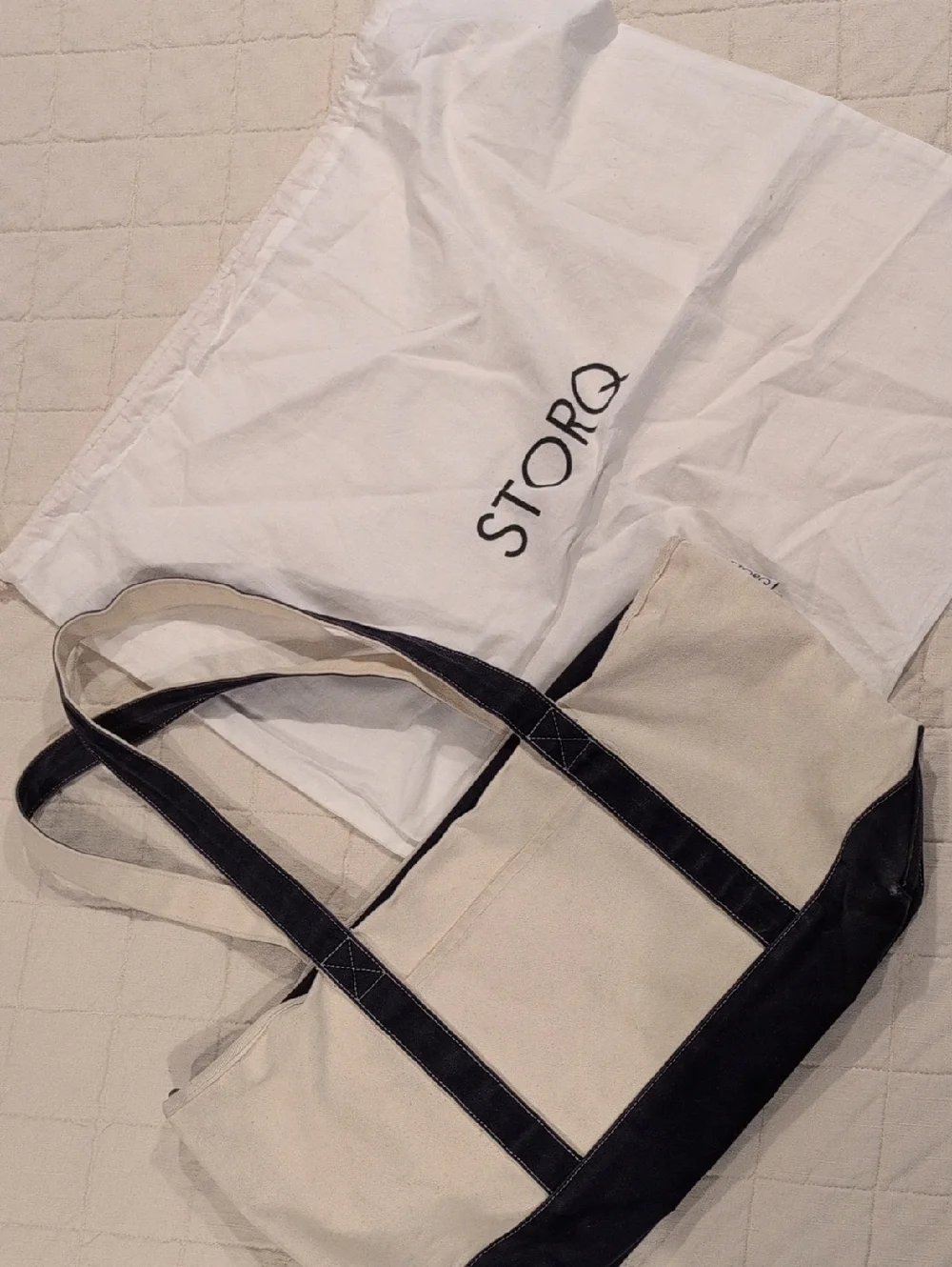 Storq Carryall Canvas Navy & Cream Diaper Bag